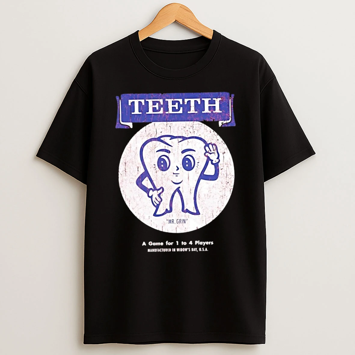 Classic Teeth Mr Grin A Game For 1 To 4 Players Manufactured In Widows Bay Usa T Shirt
