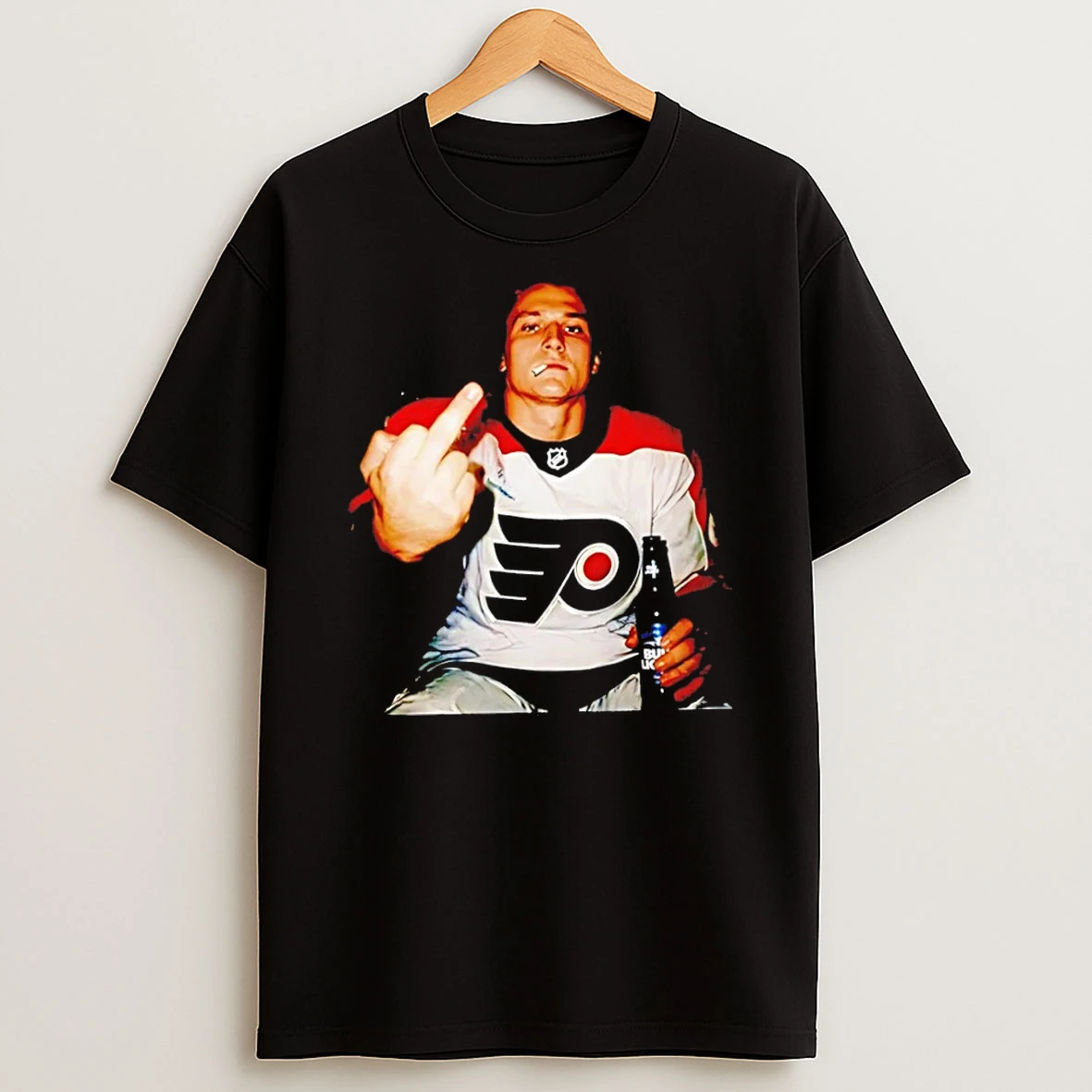 Classic Trevor Zegras Philadelphia Flyers Middle Finger Smoking And Beer T Shirt