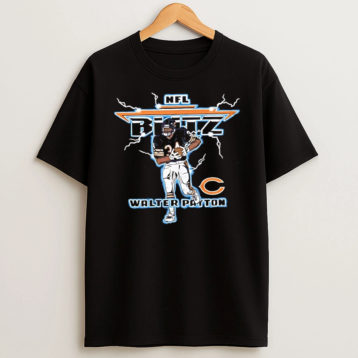 Classic Walter Payton Chicago Bears Nfl Blitz Lightning Graphic T Shirt