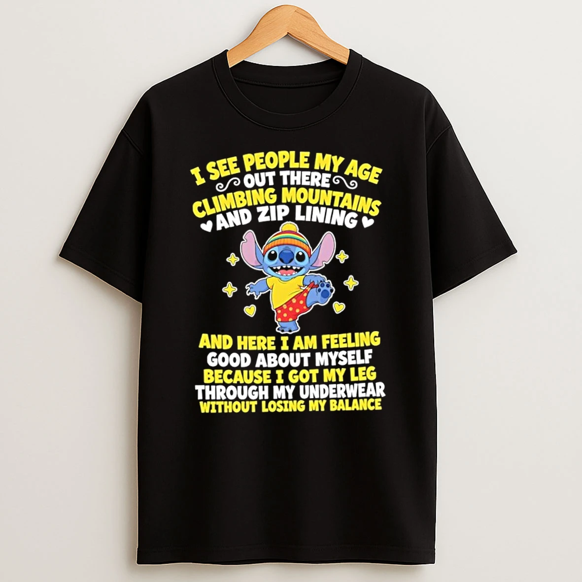 Classic Wnj1ddpe I See People My Age Climbing Mountains And Zip Lining Stitch T Shirt