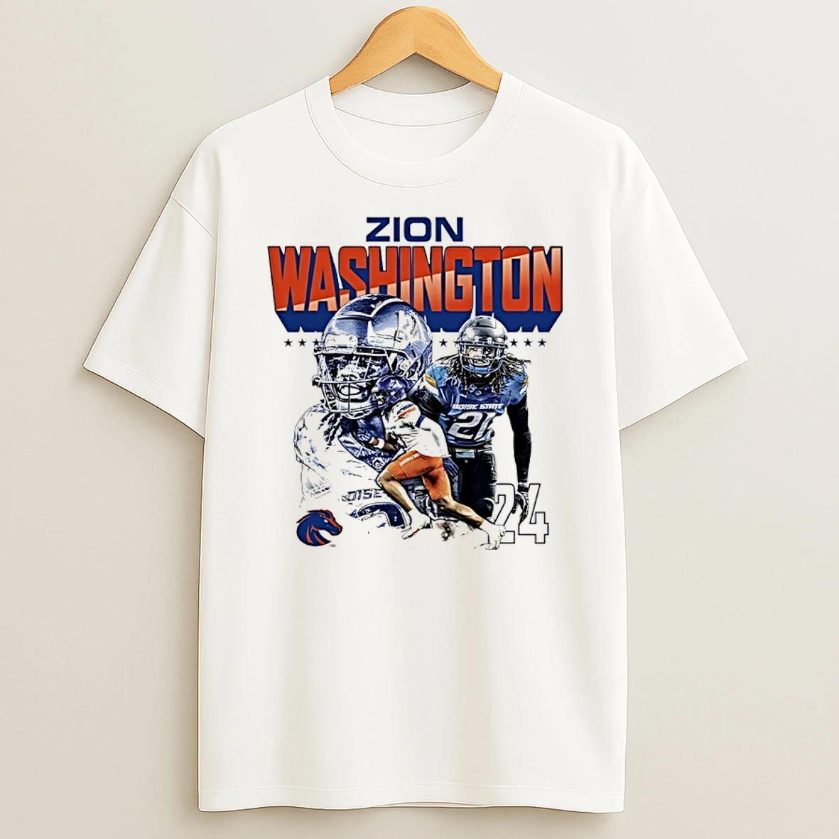 Classic Zion Washington 24 Boise State Broncos Ncaa Football Graphic T Shirt