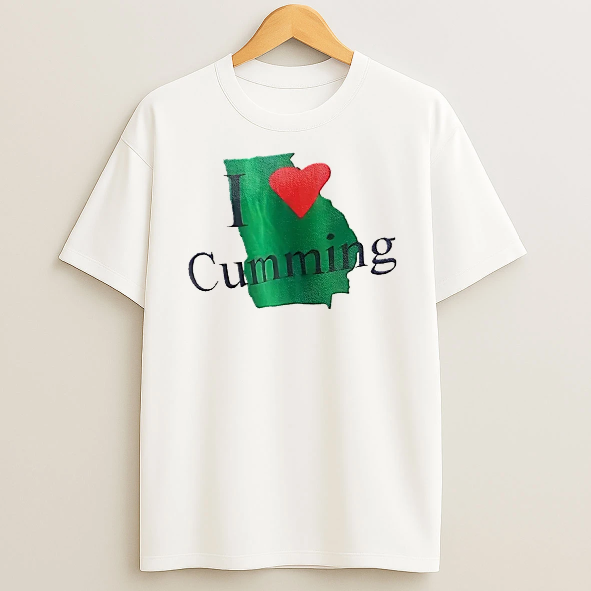 Officials I Love Cumming Green Georgia State Map Red Heart T Shirt Sweatshirt