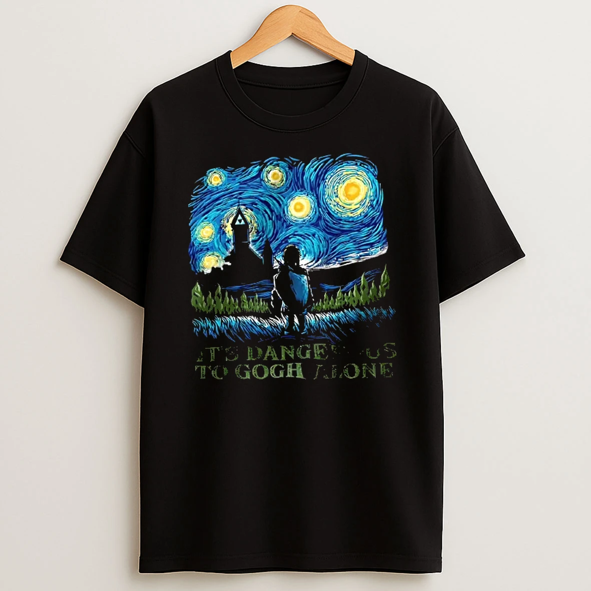 Officials Link Its Dangerous To Gogh Alone Swirling Starry Night Hyrule Castle T Shirt Sweatshirt