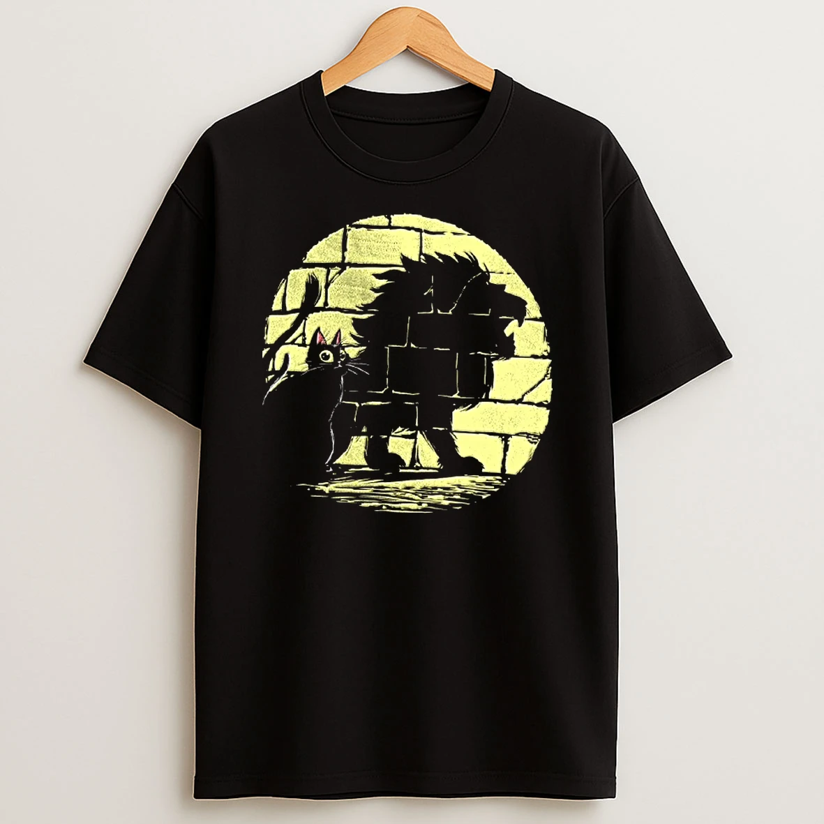 Officials Lion Shadow Black Cat Silhouette Courageous Small Kitten Moon T Shirt Sweatshirt