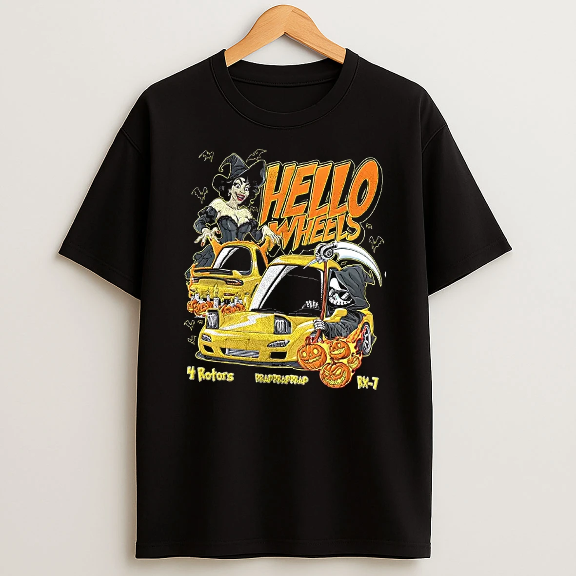 Officials Mazda Rx 7 Hello Wheels 4 Rotors Brappbrappbrapp Halloween Grim Reaper T Shirt Sweatshirt