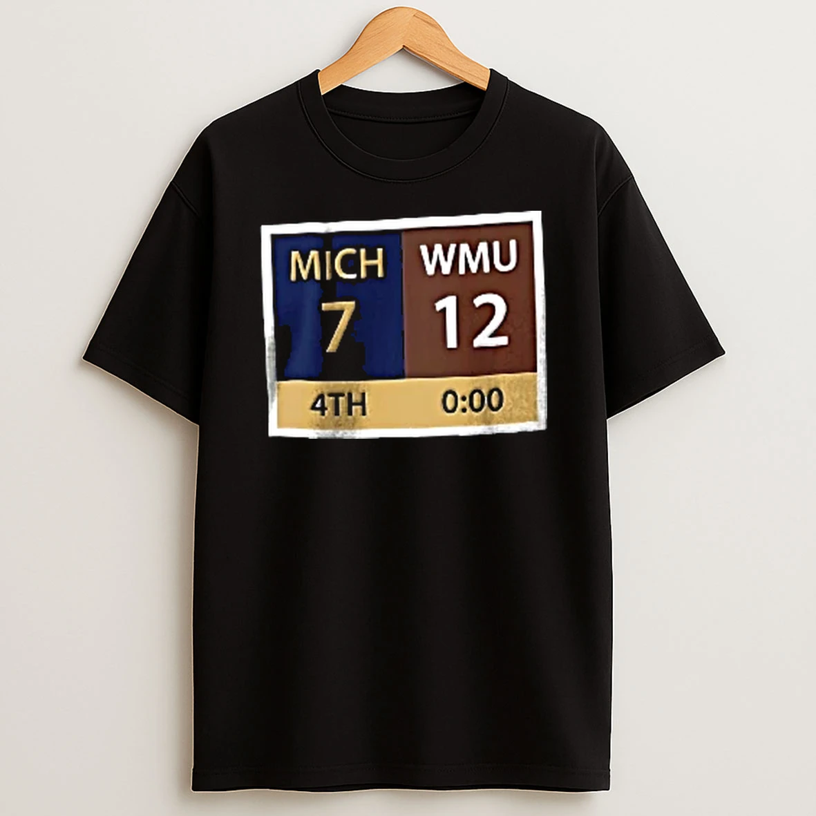 Officials Mich 7 Wmu 12 4th 0 00 Football Game Final Scoreboard Display Youth T Shirt Sweatshirt