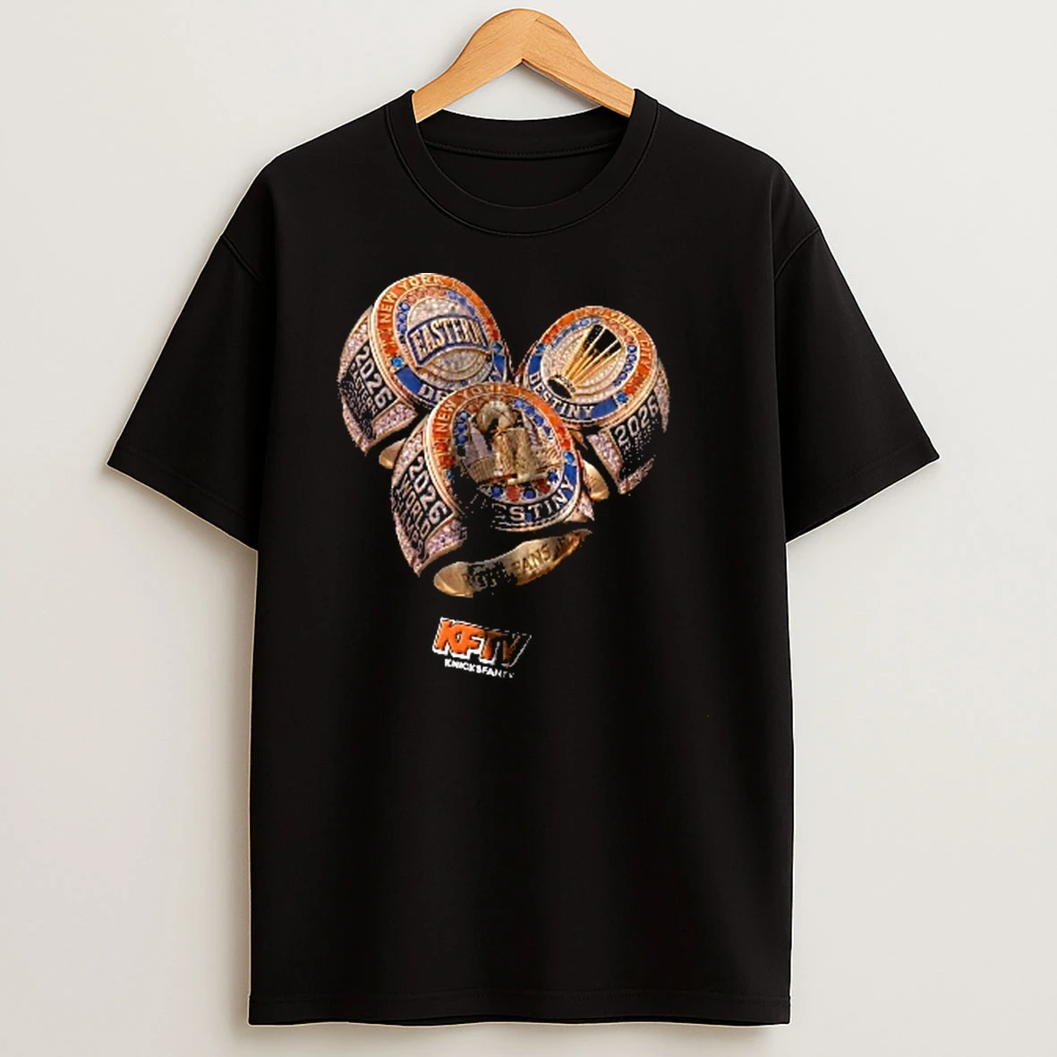 Officials New York Knicks Nba For The Fans Destiny World Champs 2026 Three Gold Championship Rings Larry O Brien Trophy Men T Shirt Sweatshirt