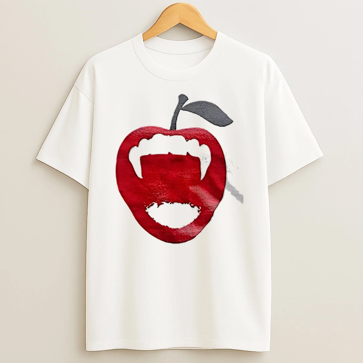 Officials Red Apple Vampire Fangs Cutout Women T Shirt Sweatshirt