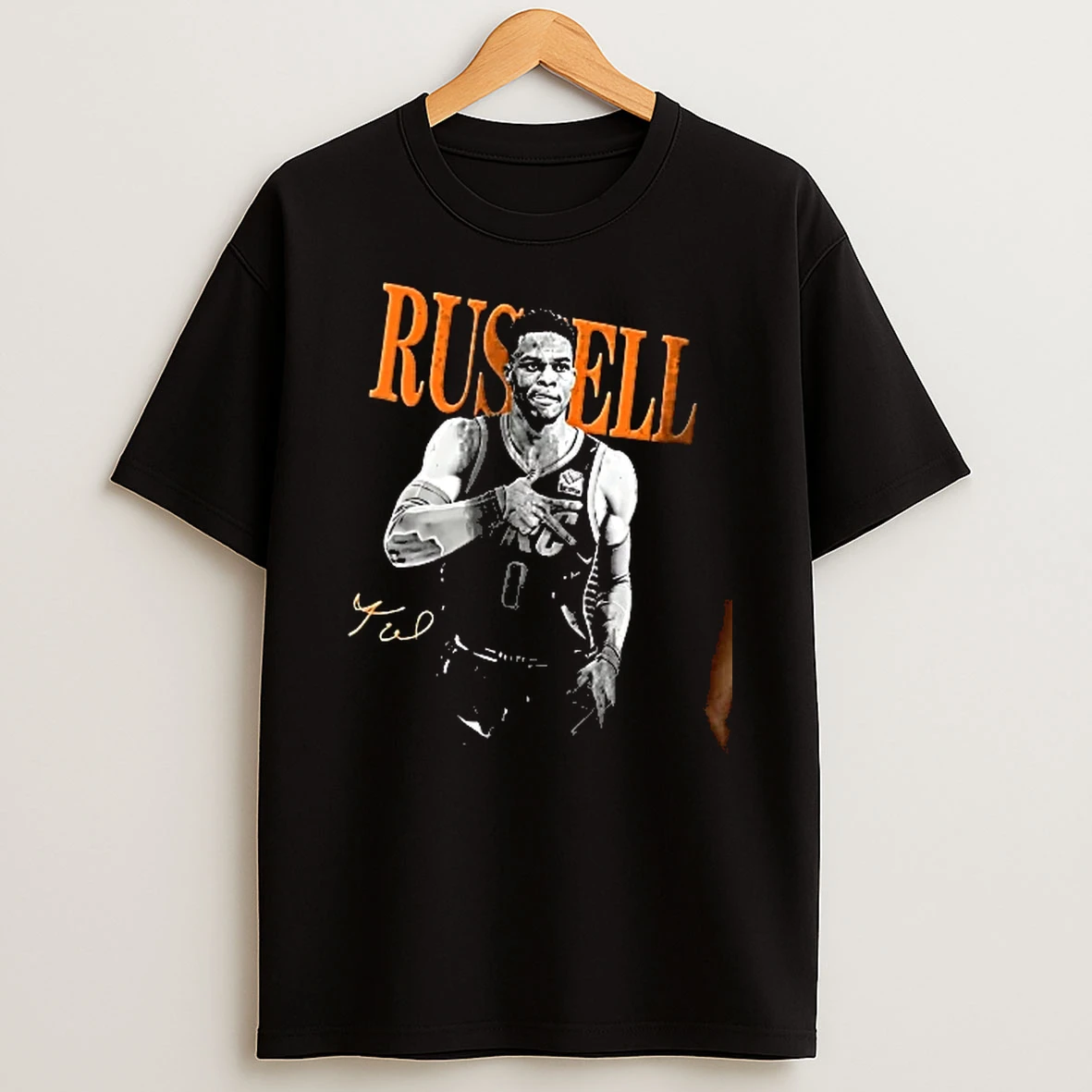 Officials Russell Westbrook 0 Orange Name Signature Men T Shirt Sweatshirt