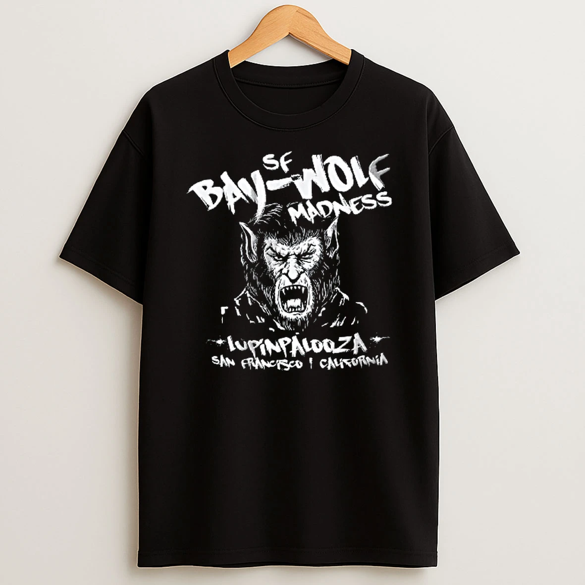 Officials Sf Bay Wolf Madness Lupinpalooza San Francisco California Roaring Werewolf Face Sketch Youth T Shirt Sweatshirt