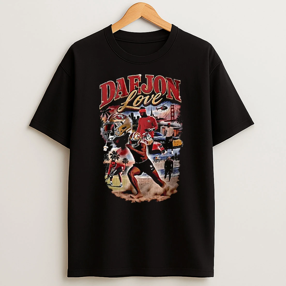 Officials San Francisco 49ers Nfl Daejon Love Bootleg Collage Running Barefoot Beach Player Photos Youth T Shirt Sweatshirt