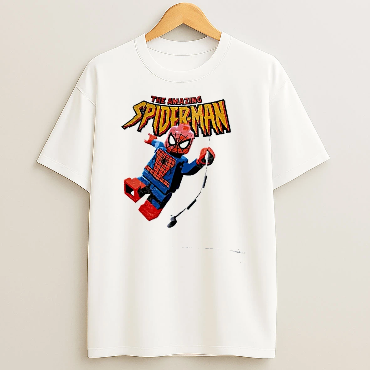 Officials Spider Man The Amazing Lego Minifigure Swinging On Web T Shirt Sweatshirt