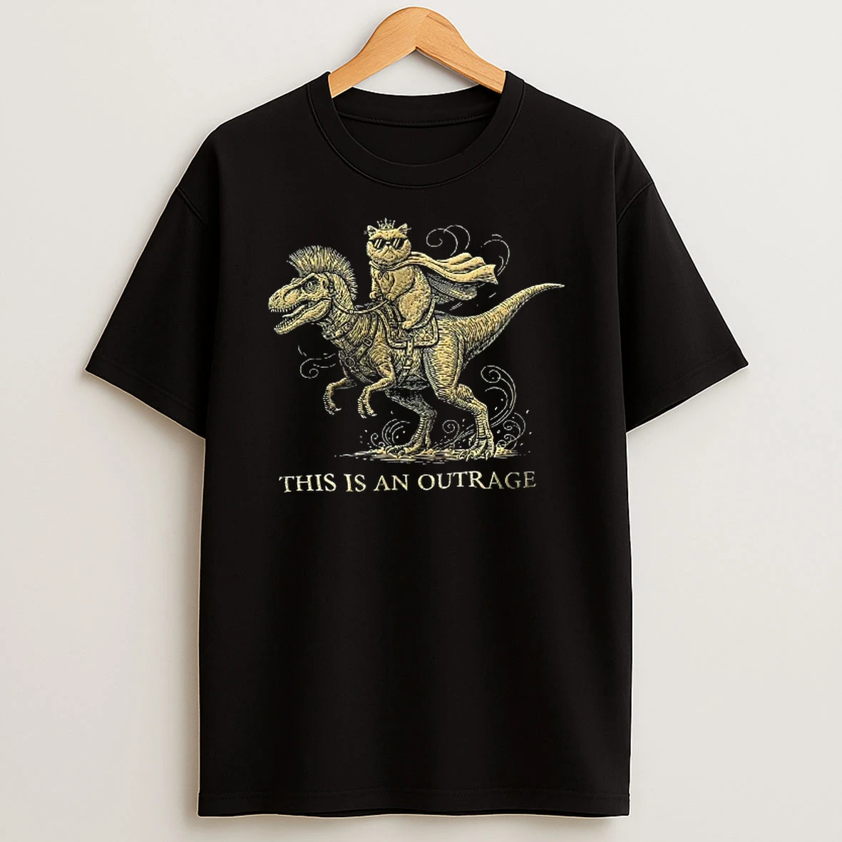 Officials This Is An Outrage Cat Wearing Crown Riding Mohawk Dinosaur T Shirt Sweatshirt