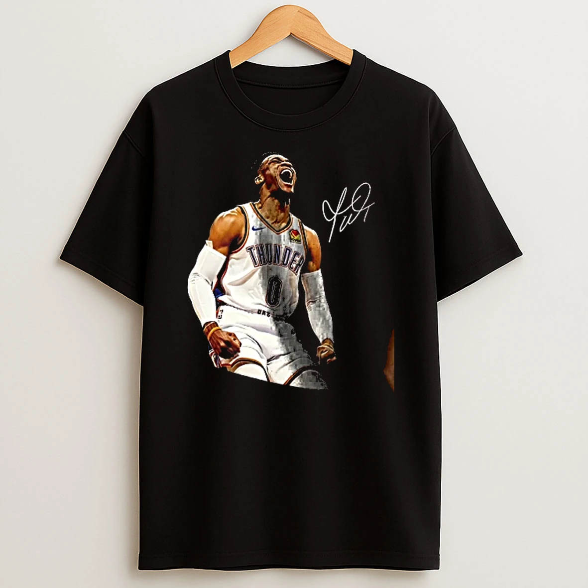 Officials Thunder 0 Russell Westbrook Screaming Signature Men T Shirt Sweatshirt