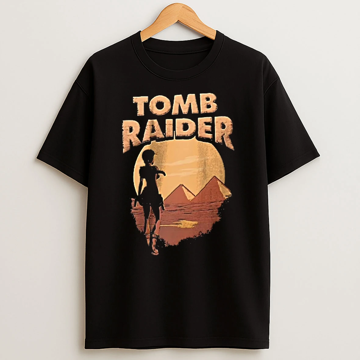 Officials Tomb Raider Lara Croft Silhouette Pyramids Desert Sunset Youth T Shirt Sweatshirt